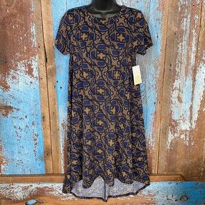 LuLaRoe Carly Blue Print Dress XXS